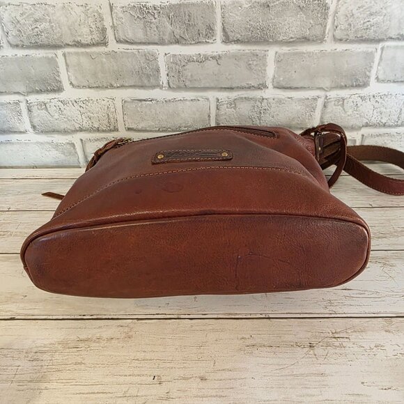 Lucky Brand Brown Leather Boho Slouchy Bag Crossbody Rustic Distressed - Picture 7 of 11